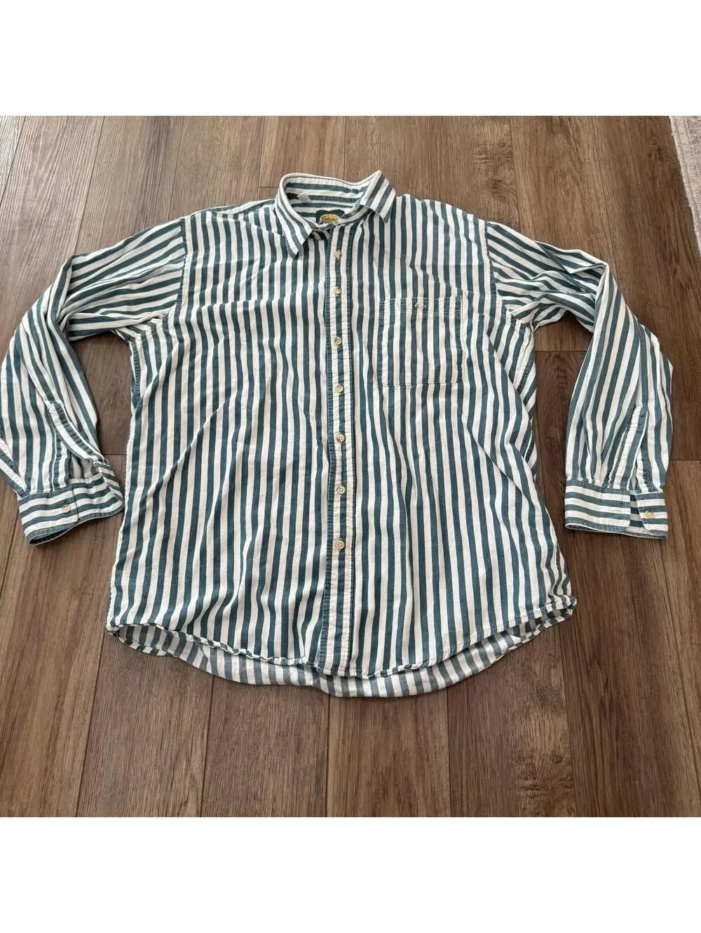 Vtg 90s Cabelas Striped Shirt Mens XL Made in USA Cotton
